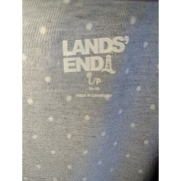 Lands' End Tencel Cotton Modal Polka Dot Surplice Maxi Dress Women Sz L/P - Picture 5 of 8